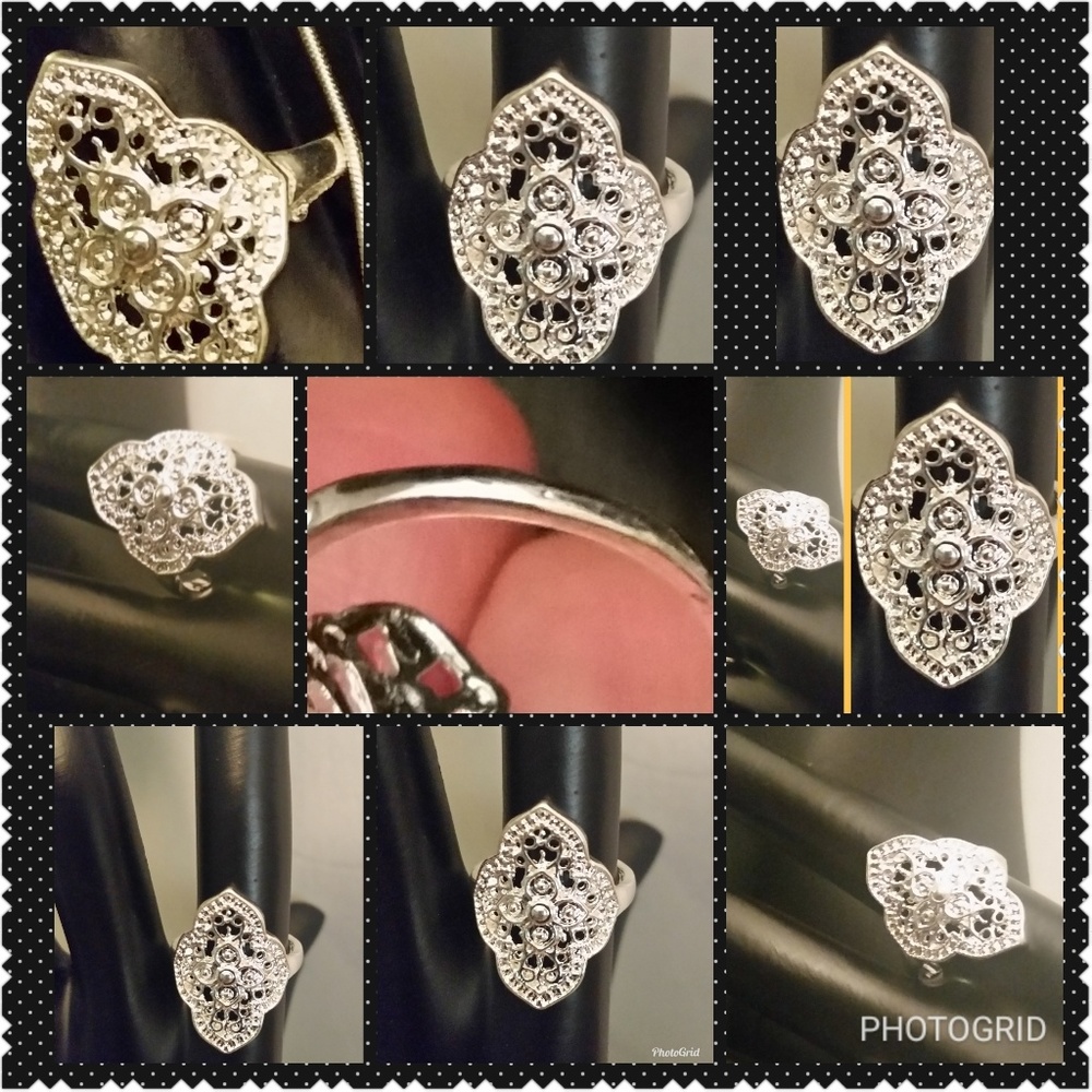 🥀Gorgeous Sterling Mosaic Open Cut-Filligree Ring - Picture 3 of 8